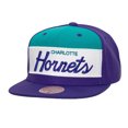 thumbnail image 1 of Men's Mitchell & Ness White/Purple Charlotte Hornets Retro Sport Color Block Script Snapback Hat, 1 of 4