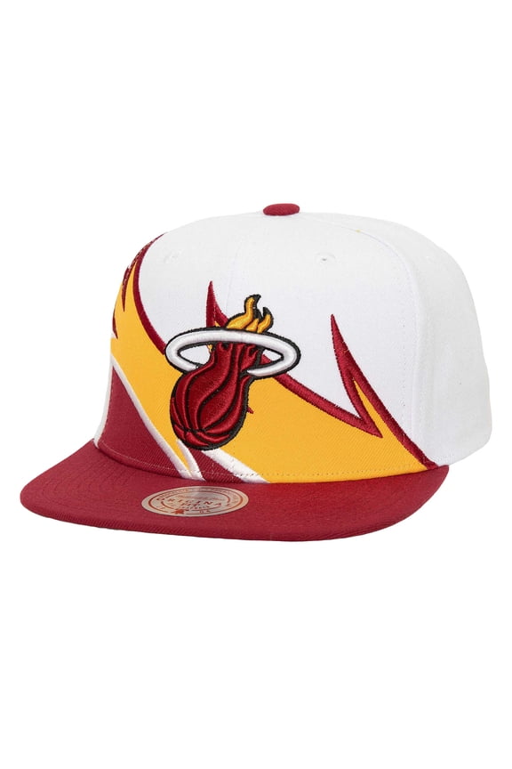 Men's Mitchell & Ness White/Red Miami Heat Waverunner Snapback Hat