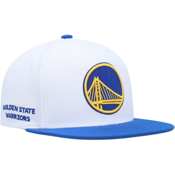 Men's Mitchell & Ness White/Royal Golden State Warriors Side Core 2.0 Snapback Hat