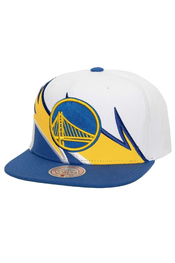 Men's Mitchell & Ness White/Royal Golden State Warriors Waverunner Snapback Hat