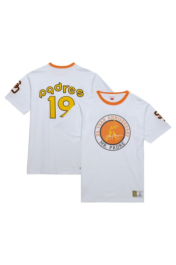 Men's Mitchell & Ness White San Diego Padres Cooperstown Collection Player Legends Ringer T-Shirt