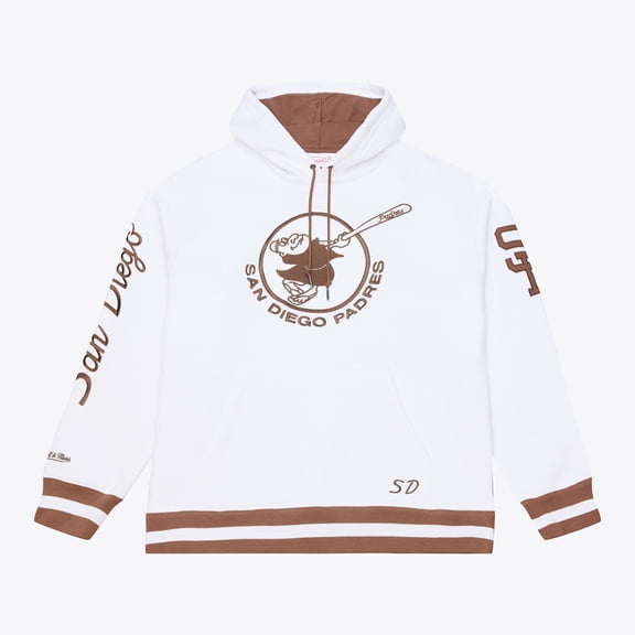 Men's Mitchell & Ness White San Diego Padres Cooperstown Collection Fleece Hoodie