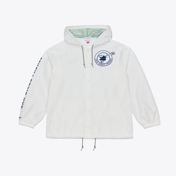 Men's Mitchell & Ness White San Diego Padres Yacht Rock Coaches Full-Snap Hooded Windbreaker Jacket
