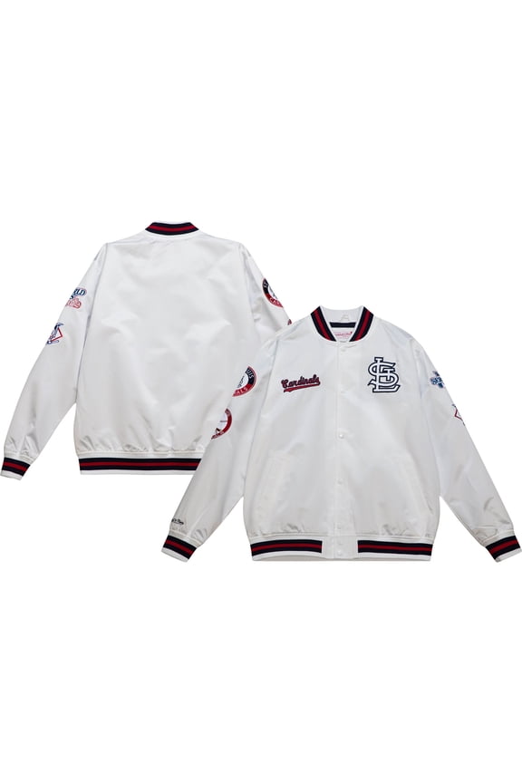 Men's Mitchell & Ness White St. Louis Cardinals City Collection Satin Full-Snap Varsity Jacket