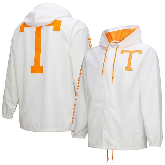 Men's-Mitchell & Ness  White Tennessee Volunteers Coaches Full-Snap Hoodie Jacket