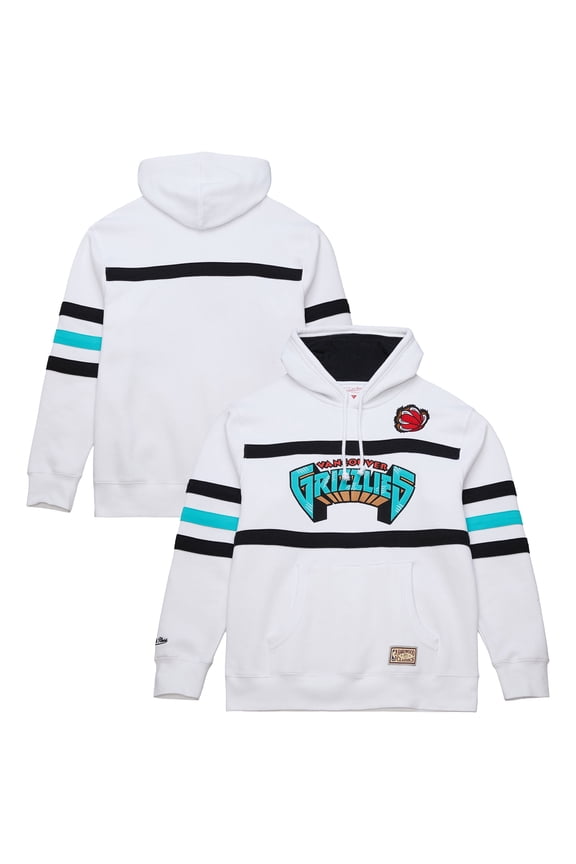 Men's Mitchell & Ness White Vancouver Grizzlies Hardwood Classics Nights Head Coach Pullover Hoodie