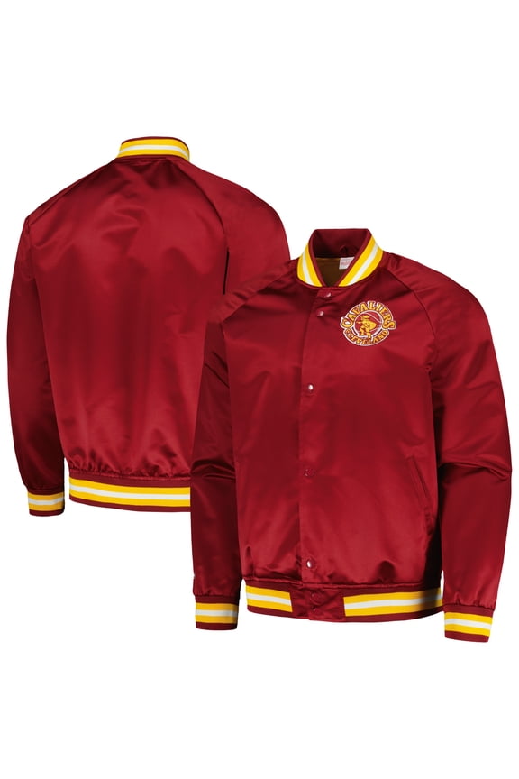 Men's Mitchell & Ness Wine Cleveland Cavaliers Hardwood Classics  Throwback Wordmark Raglan Full-Snap Jacket