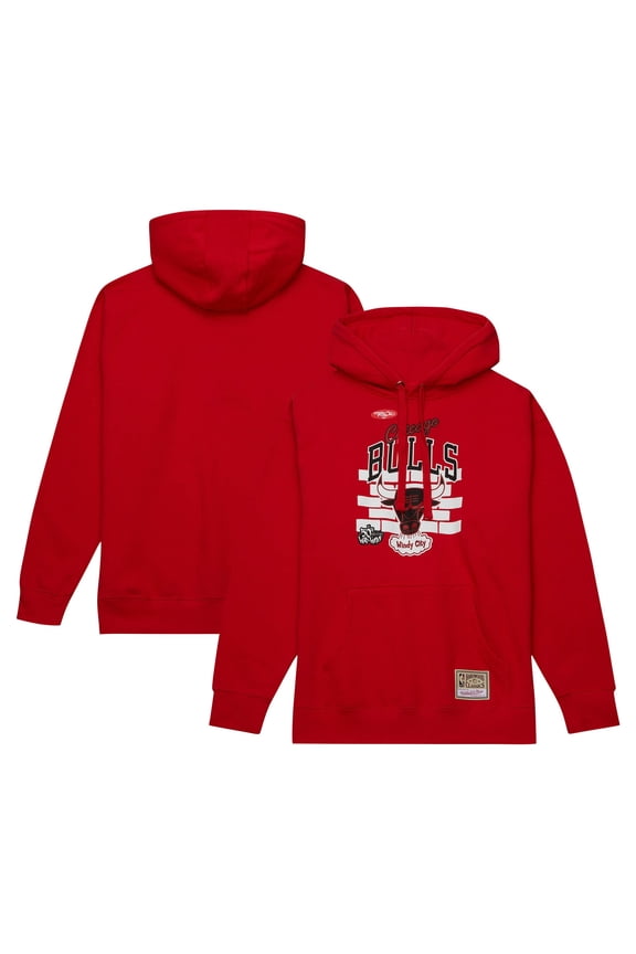 Men's Mitchell & Ness x Tats Cru Red Chicago Bulls Hardwood Classics Brick Pullover Hoodie