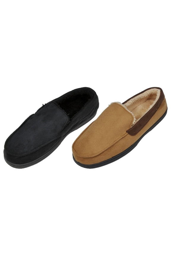 (Men's) Moccasin Slippers 24 Pairs in a case (Bulk Pack)