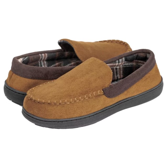 Men’s Moccasin Slippers Indoor Outdoor House Shoes Memory Foam Slippers with AntiSlip Outsole