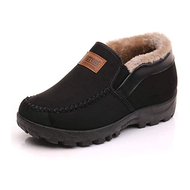 Men\'s Faux-Suede Fur-Lined Slip-On Loafers - Black Mens Backless Slip On Real Leather faux Fur Gold Buckle  main image 3
