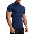 thumbnail image 1 of Men's Mock Neck Compression T-Shirt Short Sleeve Workout Gym Tops Quick Dry Summer Athletic Pullover Undershirt Short Sleeve Athletic Pullover Tee, 1 of 4