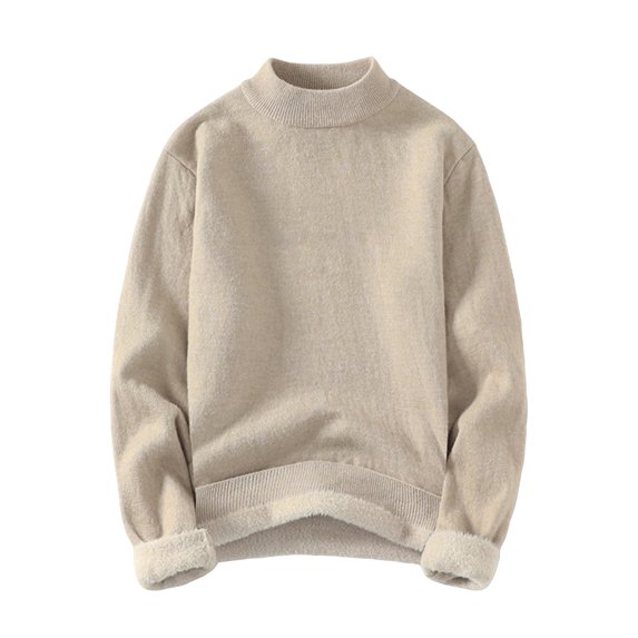 Men's Mock Neck Fleece Lined Sweater Long Sleeve Soft Casual Pullover Top
