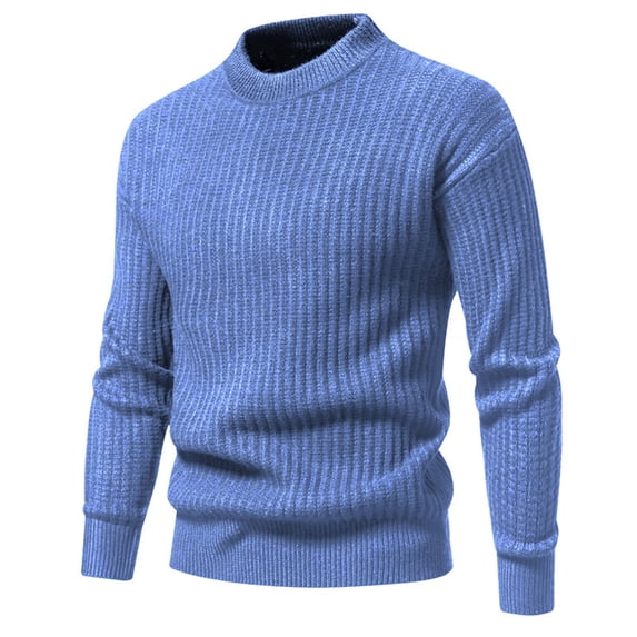 Men's Mock Neck Sweater Long Sleeve Ribbed Knit Slim Fit Casual Pullover Top