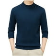 thumbnail image 1 of Men's Mock Neck Sweater Long Sleeve Solid Color Pullover Casual Knitted Tops Comfy Loungewear with Ribbed Cuff Blue 4XL, 1 of 5