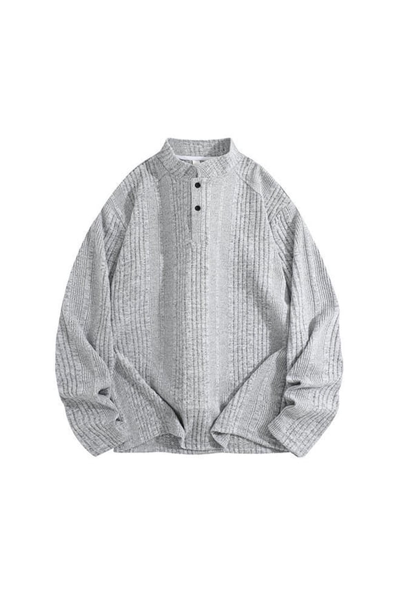 Men's Mock Neck Sweater Long Sleeve Tailored Fit for Business Casual and Formal Events Jumper Gray XXXL