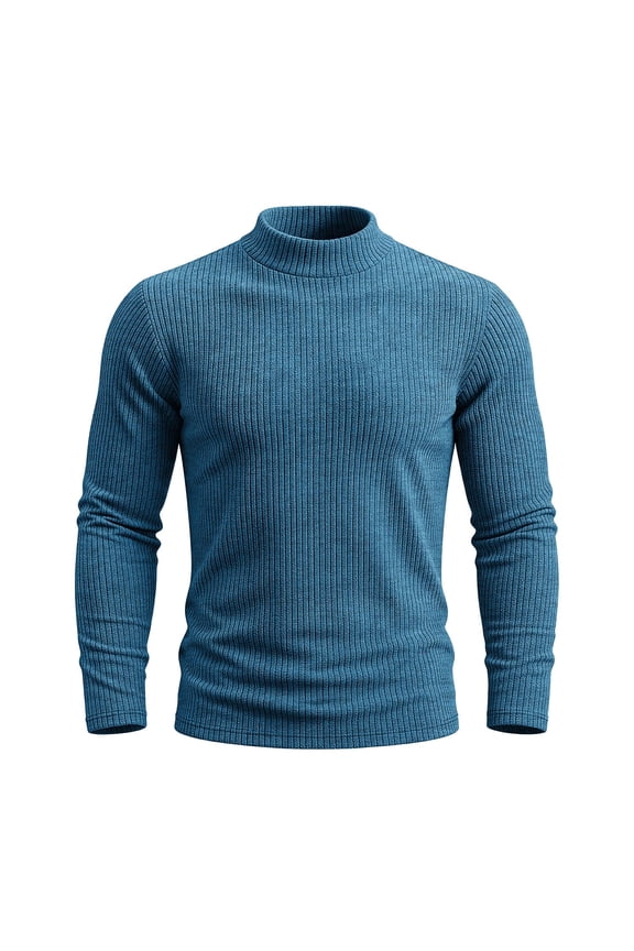 Men's Mock Neck Sweaters Slimming Textured Knit Thermal Tops Stretch Business Casual Base Layer Sweater 3XL