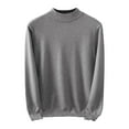 thumbnail image 1 of Men's Mock Neck Sweaters Soft Long Sleeve Pullover Tops Fall Winter Cozy Base Layer with Ribbing Edge Dark Gray L, 1 of 6