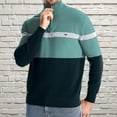 thumbnail image 1 of Men's Mock Sweater Quarter Zip Up Striped Pullover Fall Lightweight Sweaters Casual Sweatshirts Striped Golf Sweaters Classic Color Block Fall Winter Business Sports Jumper, Green (Medium), 1 of 5