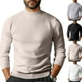 thumbnail image 1 of Men's Mock Turtleneck Fleece-Lined Solid Color Sweater, Slim Fit Pullover, Warm Knit Long Sleeve Top for Winter, 1 of 4