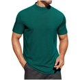 thumbnail image 1 of Men's Mock Turtleneck T Shirt Short Sleeve Slim Fit Basic Casual Undershirt Solid Color Pullover Tee, 1 of 5