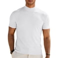 thumbnail image 1 of Men's Mock Turtleneck T Shirt Short Sleeve Solid Basic Tee Soft Casual Pullover Top White S, 1 of 9
