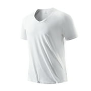 Men's Modal V-Neck T-Shirt White 2XL 50"-52" Big and Tall
