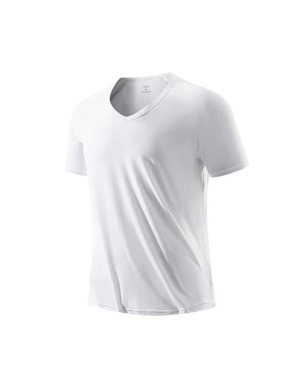 Men's Modal V-Neck T-Shirt White L 42"-44" Slim Fit