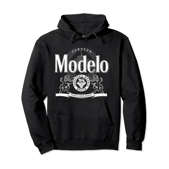 Unisex Hoodie Balck/3XL,Men's Modelo Print Hoodie With Pockets Casual Breathable Hooded Text Sweatshirt, Funny Retro Print Design Streetwear Hoodies