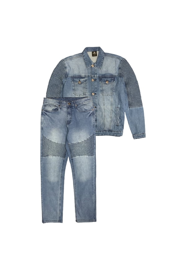 Men's Modern Biker Denim Jean Suit
