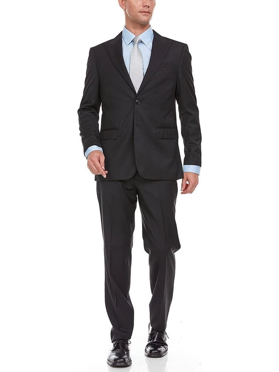 Men's Luxury Tailored Modern Fit 2-Piece Single Breasted 100% Wool Peak Lapel Suit