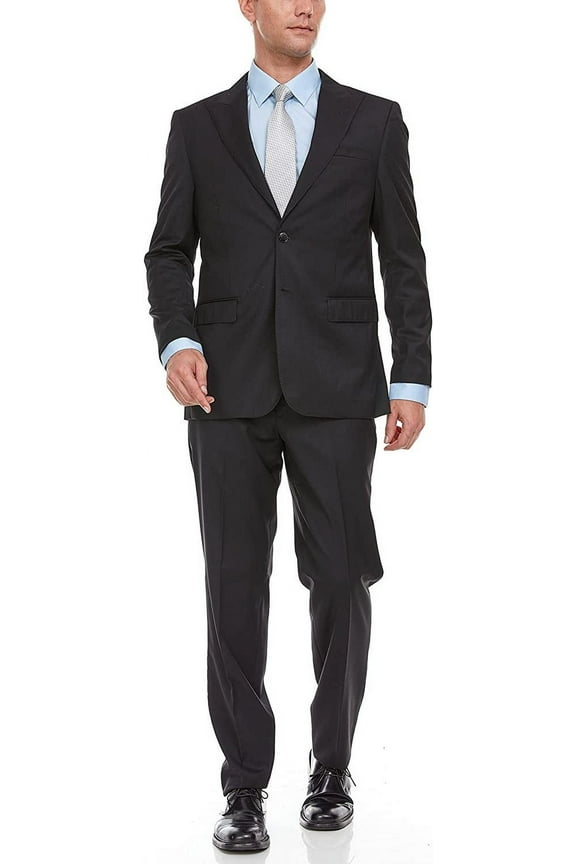 Men's Luxury Tailored Modern Fit 2-Piece Single Breasted 100% Wool Peak Lapel Suit