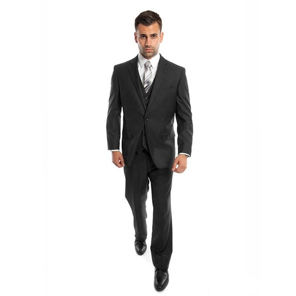 Julinie Mens Suit 3-Piece Solid Suit Set with Jacket, Vest, and Dress Pants - Modern Fit