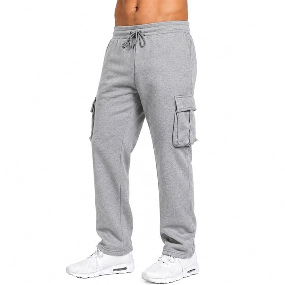 Men's Modern Fit Fleece Lined Jogger Sweatpants With Velcro Cargo Pockets (S-5XL)