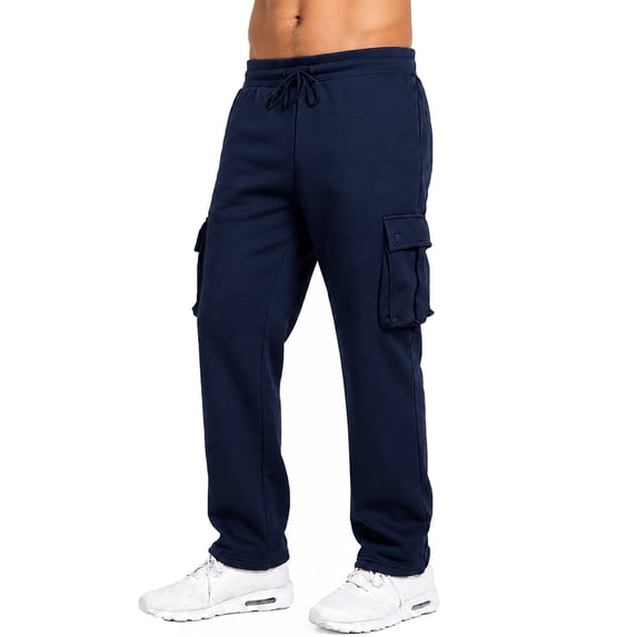 Men's Modern Fit Fleece Lined Jogger Sweatpants With Velcro Cargo Pockets (S-5XL)