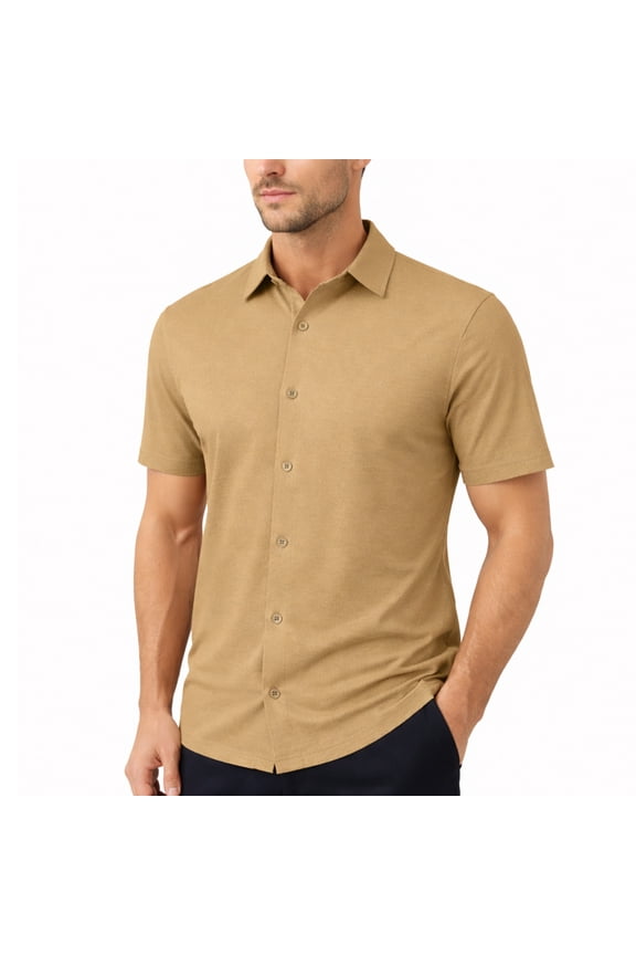 Men’s Modern-Fit Short Sleeve Knit Button Down Shirts (Size:- S-3XL)
