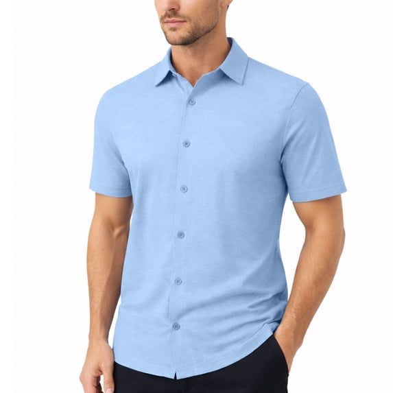 Men’s Modern-Fit Short Sleeve Knit Button Down Shirts (Size:- S-3XL)
