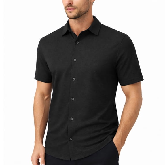 Men’s Modern-Fit Short Sleeve Knit Button Down Shirts (Size:- S-3XL)