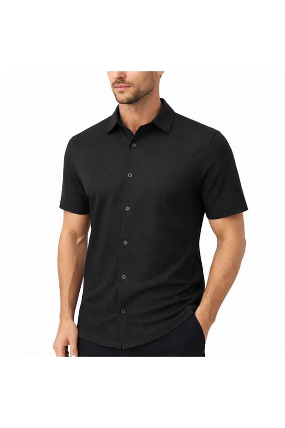 Men’s Modern-Fit Short Sleeve Knit Button Down Shirts (Size:- S-3XL)