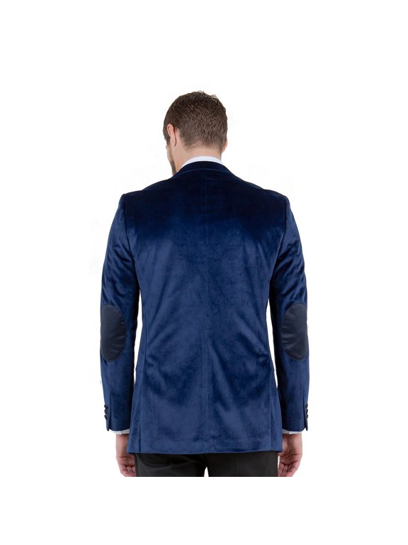 Men's Modern Fit Velvet Blazer w/ Elbow Patch