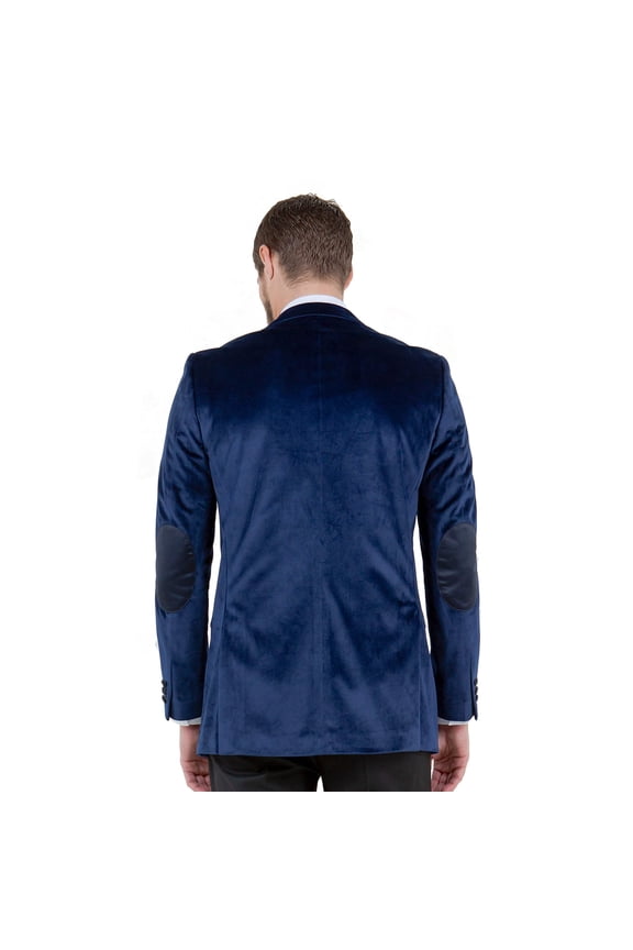 Men's Modern Fit Velvet Blazer w/ Elbow Patch