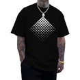 thumbnail image 1 of Men's Modern Geometric Triangle Pattern T-Shirt - White & Black Contrast Casual Crewneck Tee - Breathable Everyday Summer Shirt For Office Outings - Machine Washable Adult Men's Top, 1 of 6