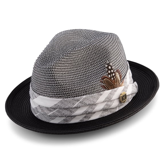 Men's Modern Madras Plaid Hat in Black H-2037
