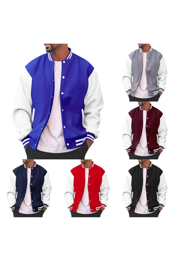 Men's Modern Style Slim Fit Letterman Baseball Classic College Casual Jacket Outerwear