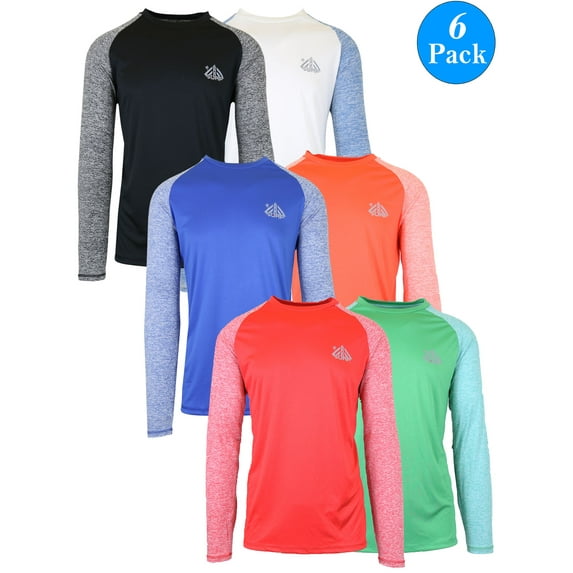 Men's Moisture Wicking Active Two-Tone Raglan Tee (6-Pack)