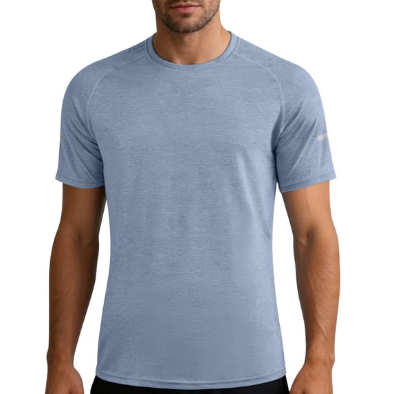 Men's Moisture Wicking Breathable Active Performance Tech T-Shirts Workout Shirt with Short Sleeve Size 3XL Blue