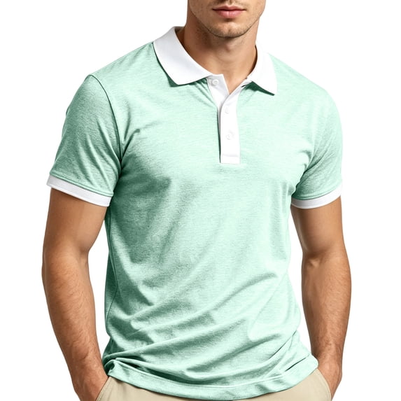 Men's Moisture Wicking Golf Polo Shirt, Short Sleeve Breathable Quick Dry Shirts for Men Mint Green S