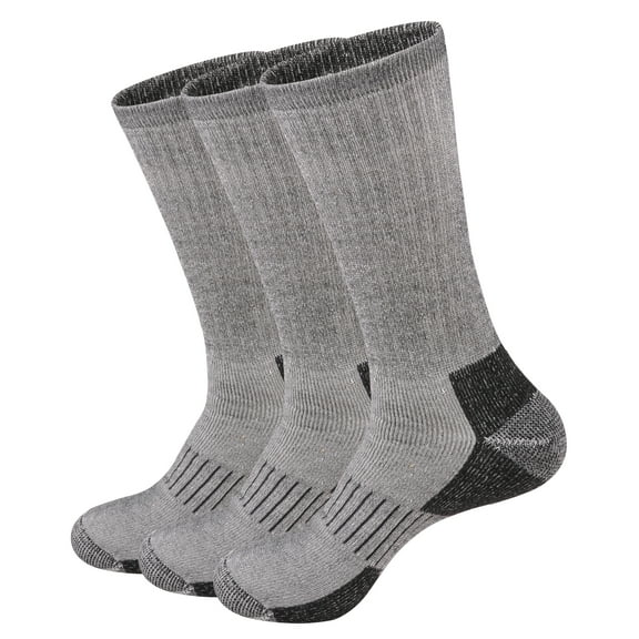 Men's Moisture Wicking Heavy Cushion Wool Blend Crew Socks