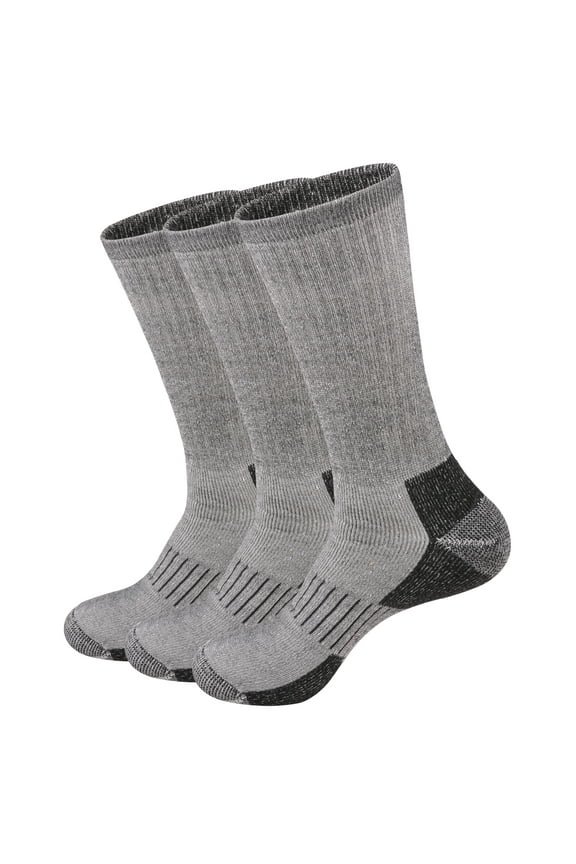 Men's Moisture Wicking Heavy Cushion Wool Blend Crew Socks
