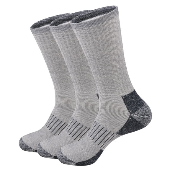 Men's Moisture Wicking Heavy Cushion Wool Blend Crew Socks